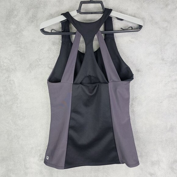 Womens FABLETICS Strappy Athletic Tank Top Built In Bra Black Purple Size S - Picture 3 of 7